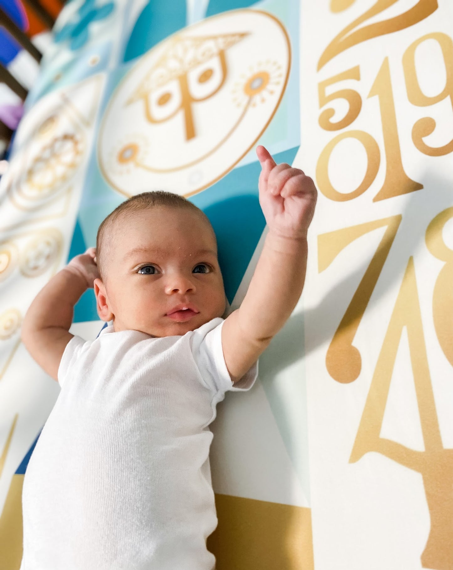 Blue It's a Small World Crib Sheet