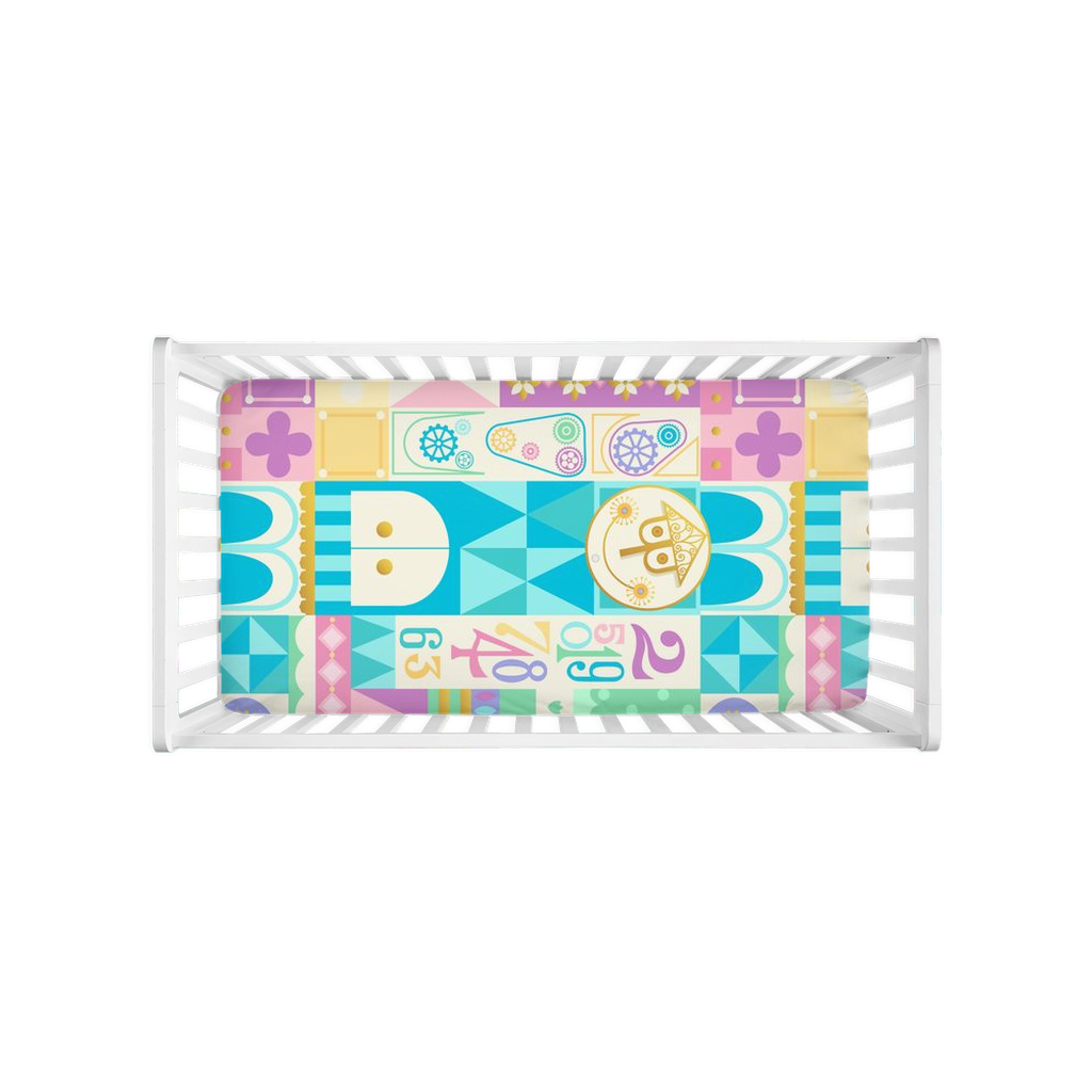 Pastel It's a Small World Crib Sheet