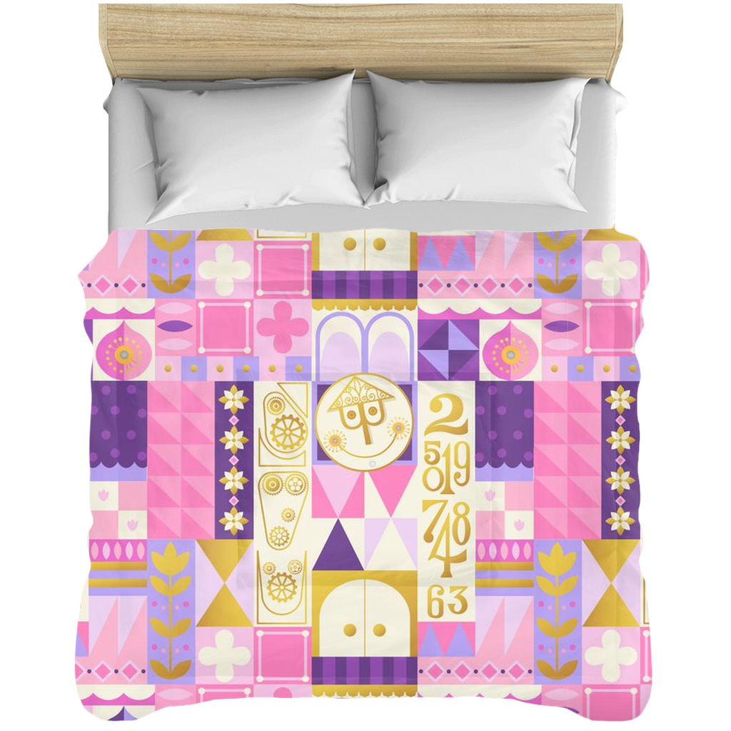 Pink It's a Small World Comforter