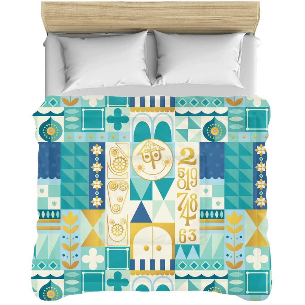 Blue It's a Small World Comforter