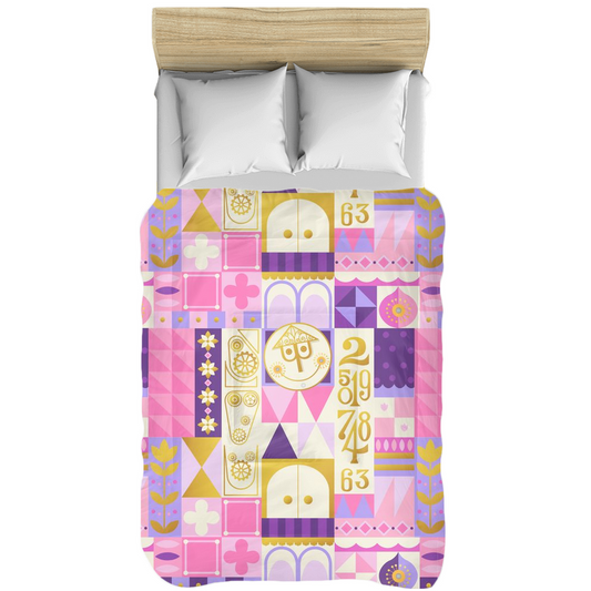 Pink It's a Small World Comforter