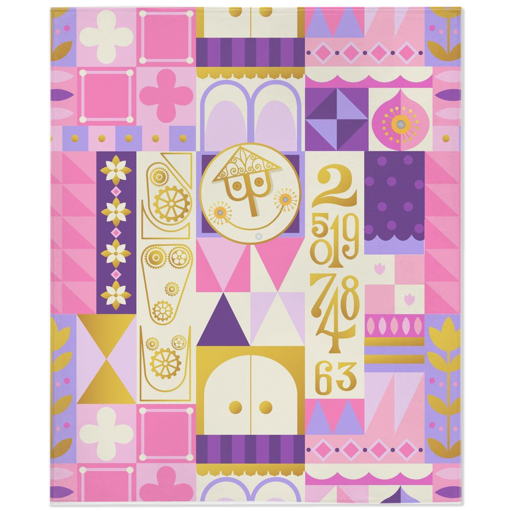 Pink It's a Small World Minky Blanket