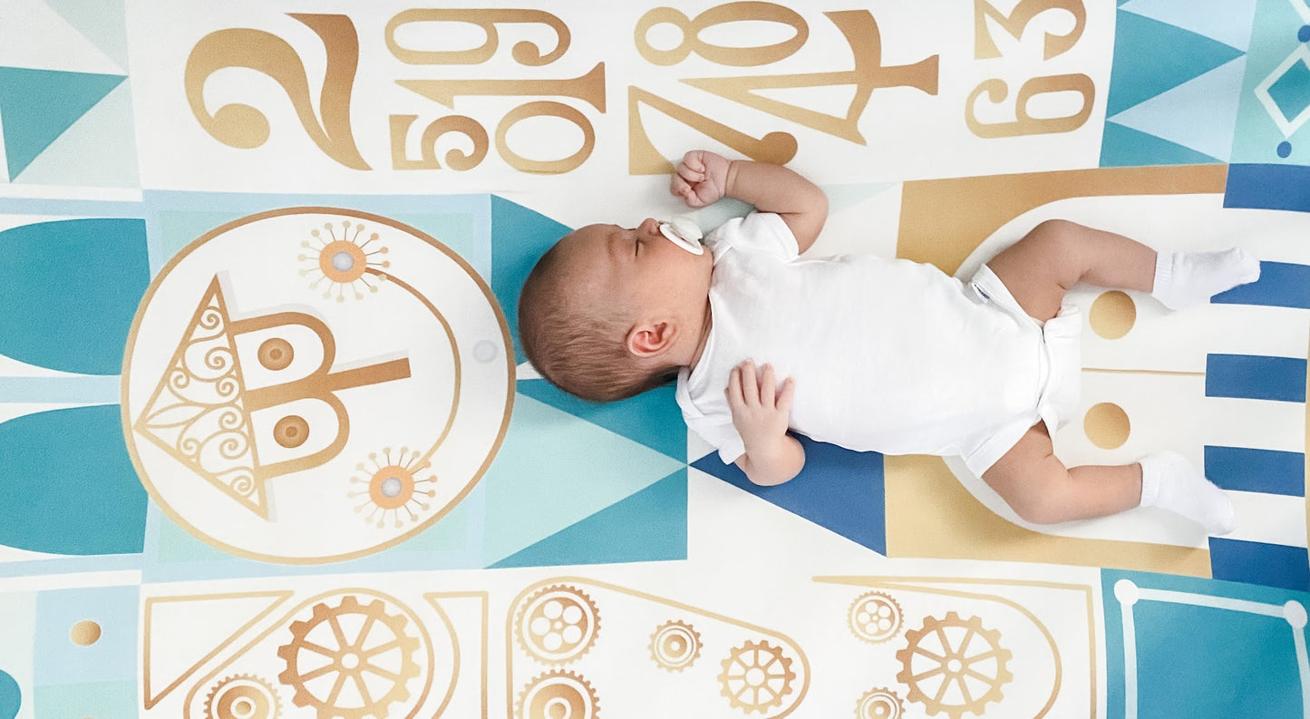 Blue It's a Small World Crib Sheet