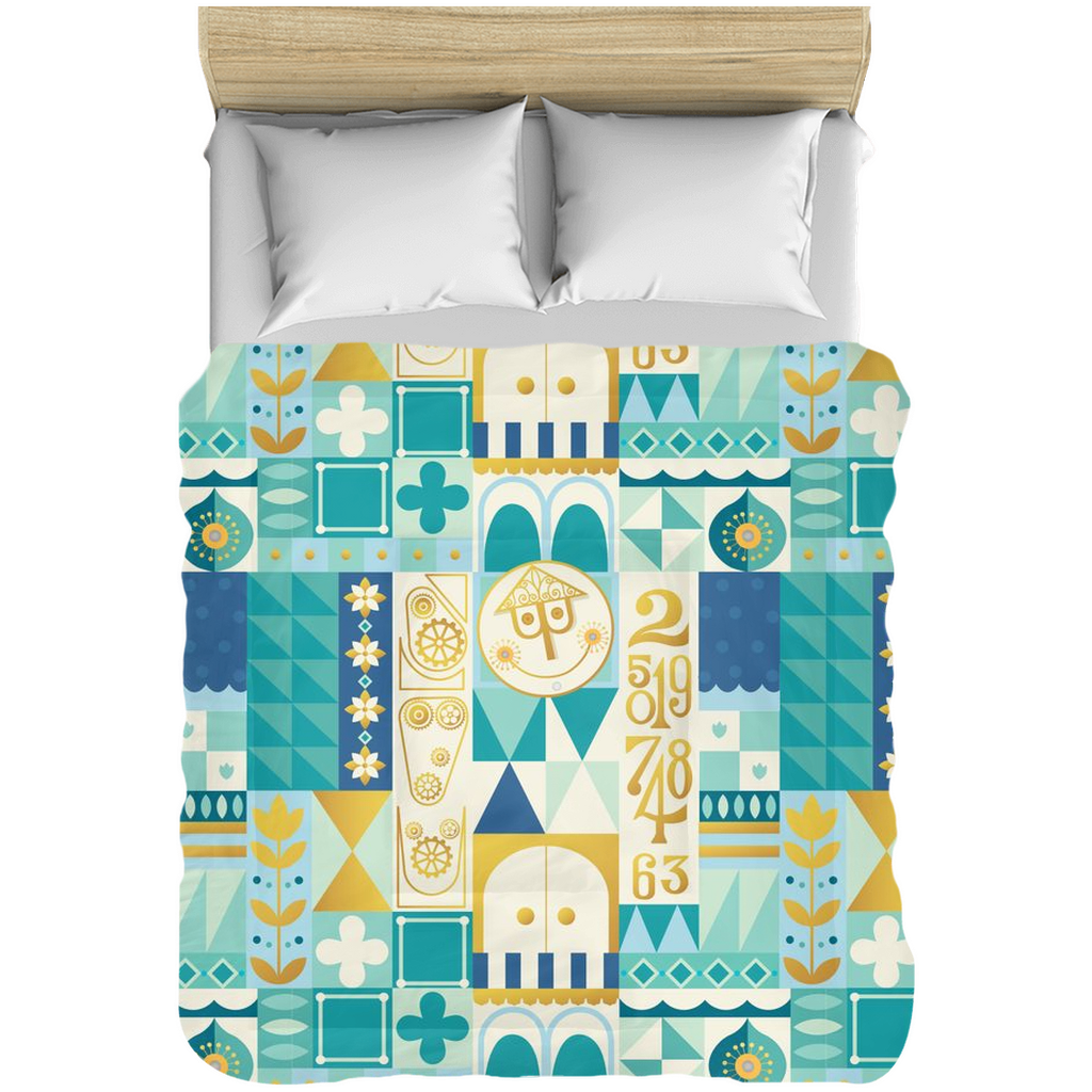 Blue It's a Small World Comforter