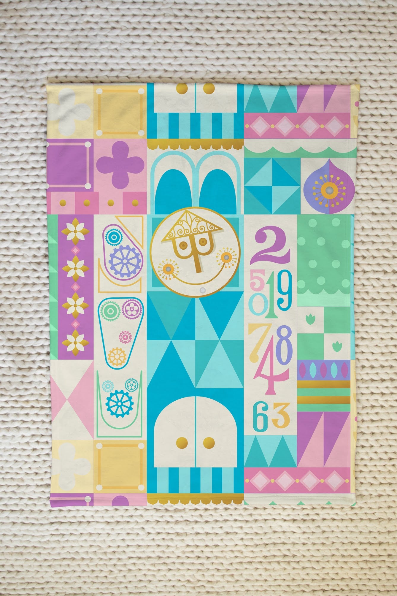 Pastel It's a Small World Minky Blanket