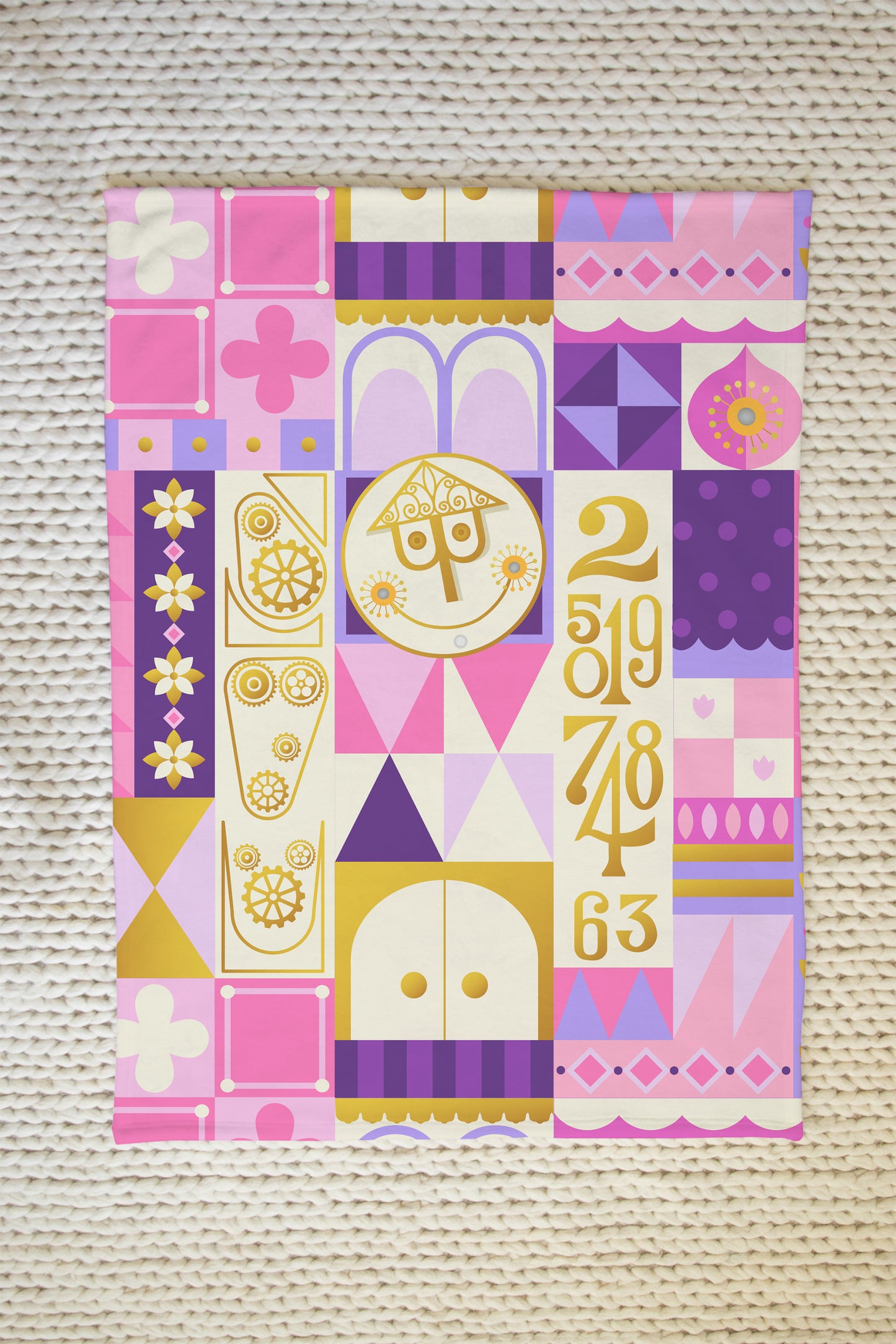Pink It's a Small World Minky Blanket