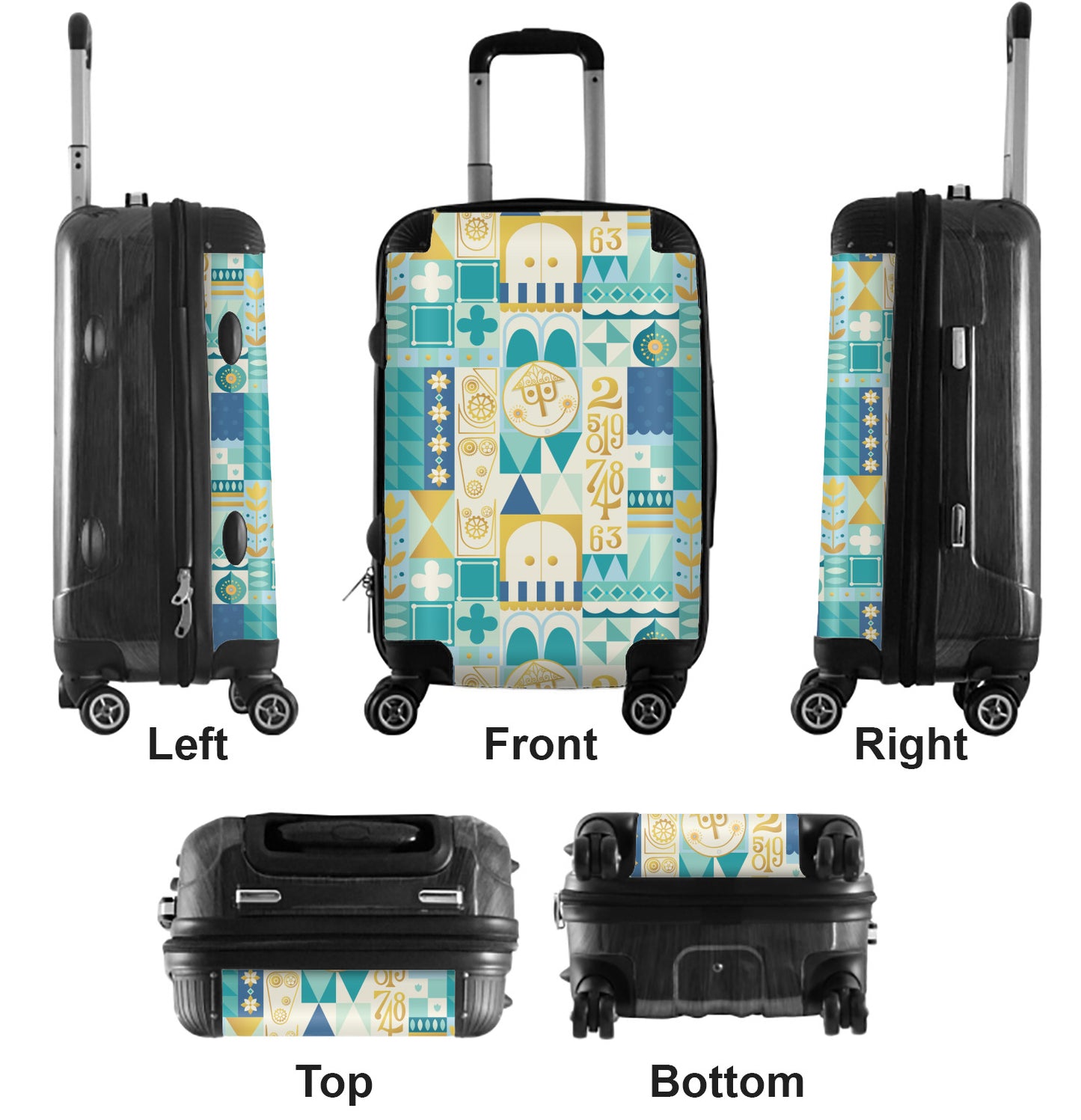 Blue It's a Small World Suitcase Carry On Luggage