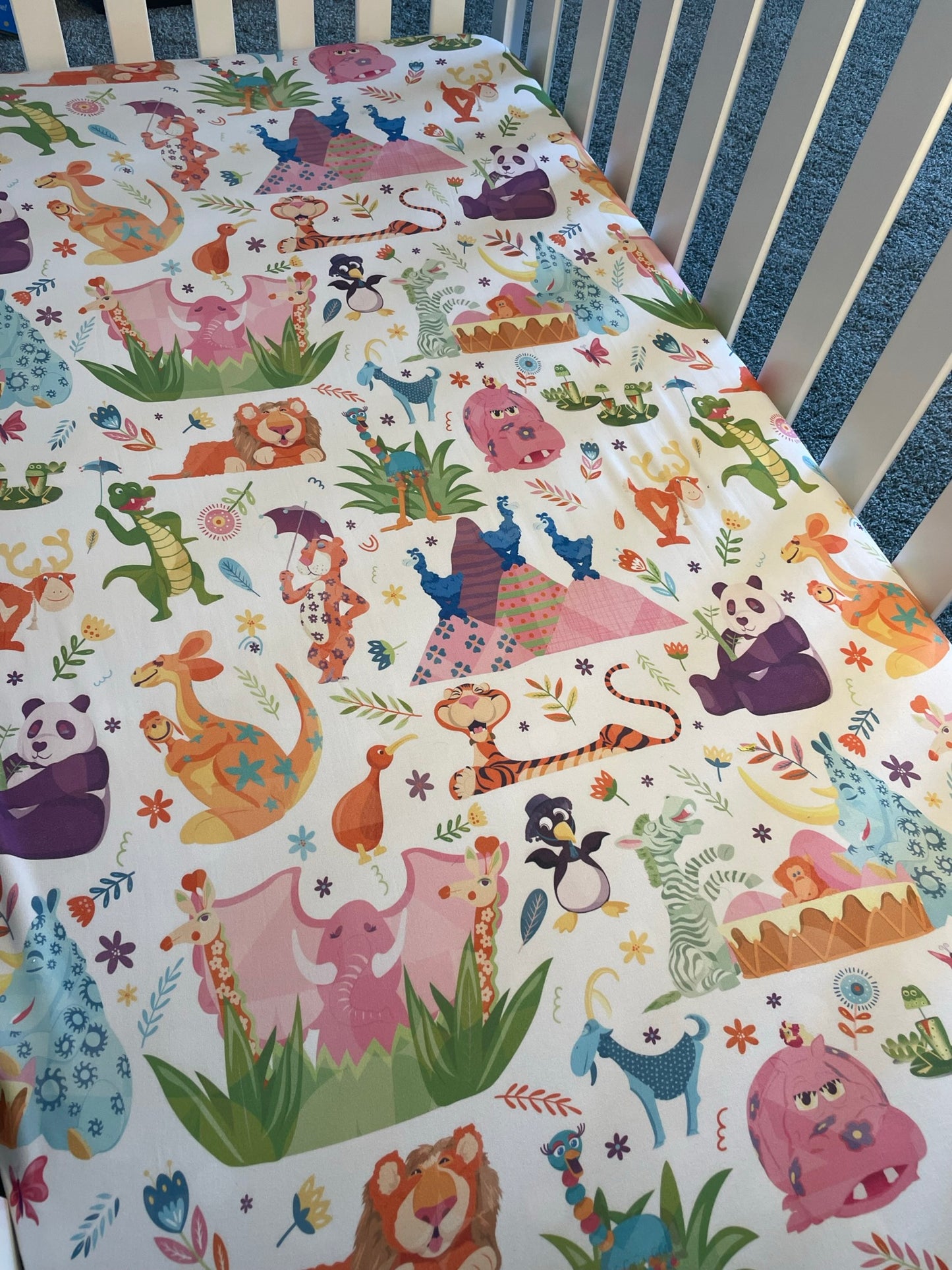 It's a Small World Animal Crib Sheet