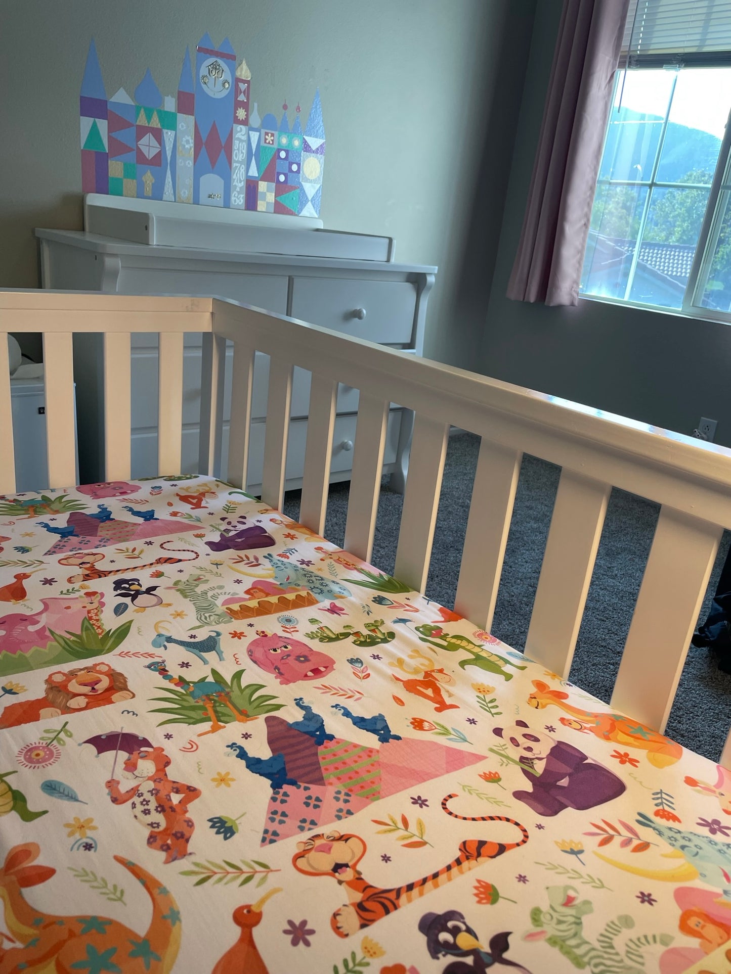 It's a Small World Animal Crib Sheet