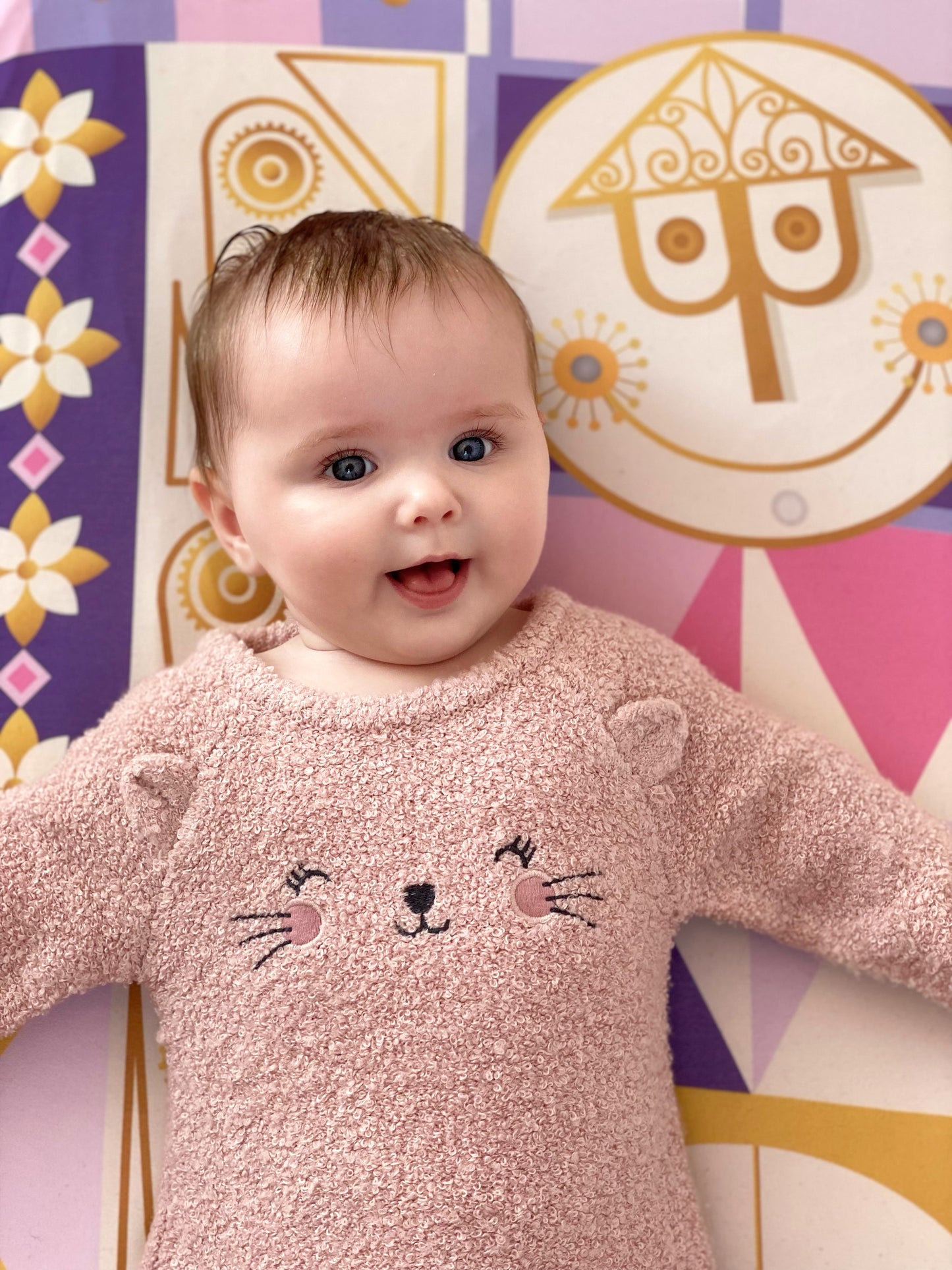Pink It's a Small World Crib Sheet