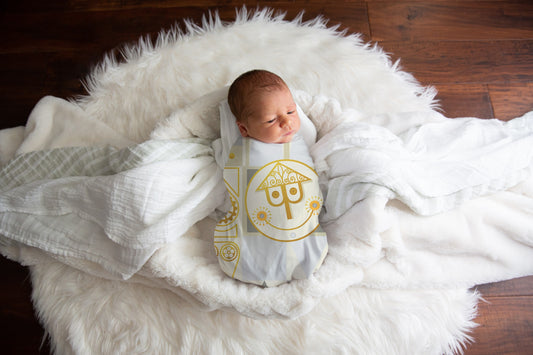 Gray It's a Small World Disney Swaddle Blanket