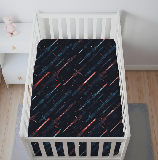 Light Saber Crib Sheet, Space Wars Galaxy Crib Sheet