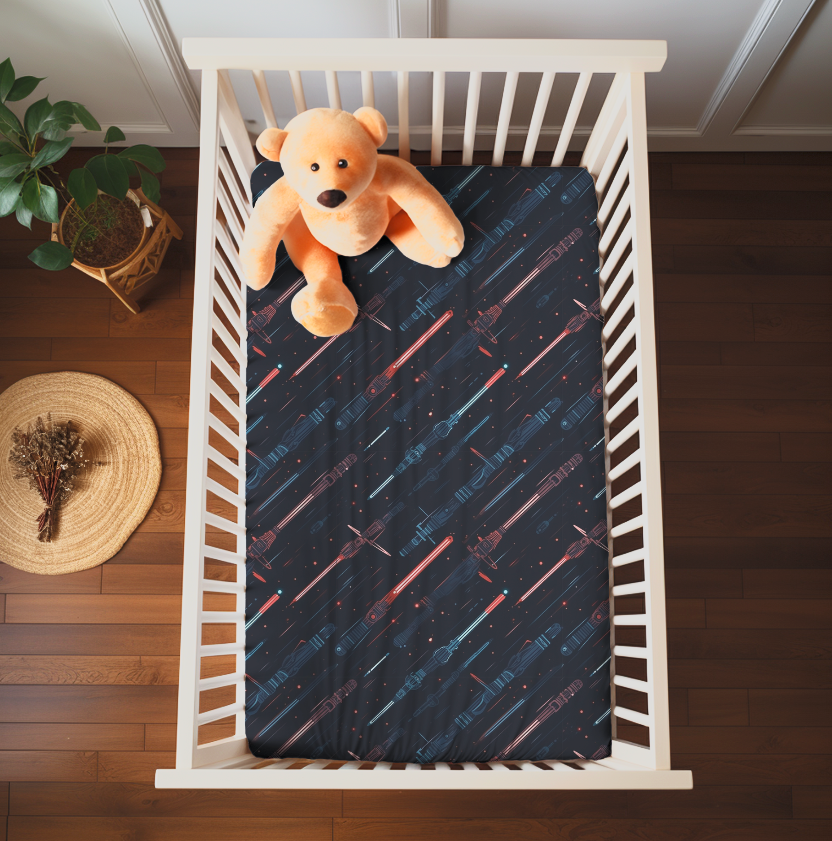 Light Saber Crib Sheet, Space Wars Galaxy Crib Sheet