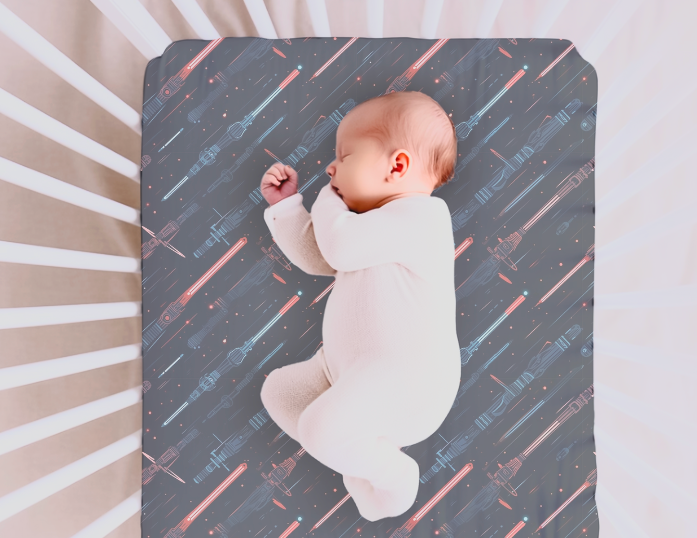 Light Saber Crib Sheet, Space Wars Galaxy Crib Sheet