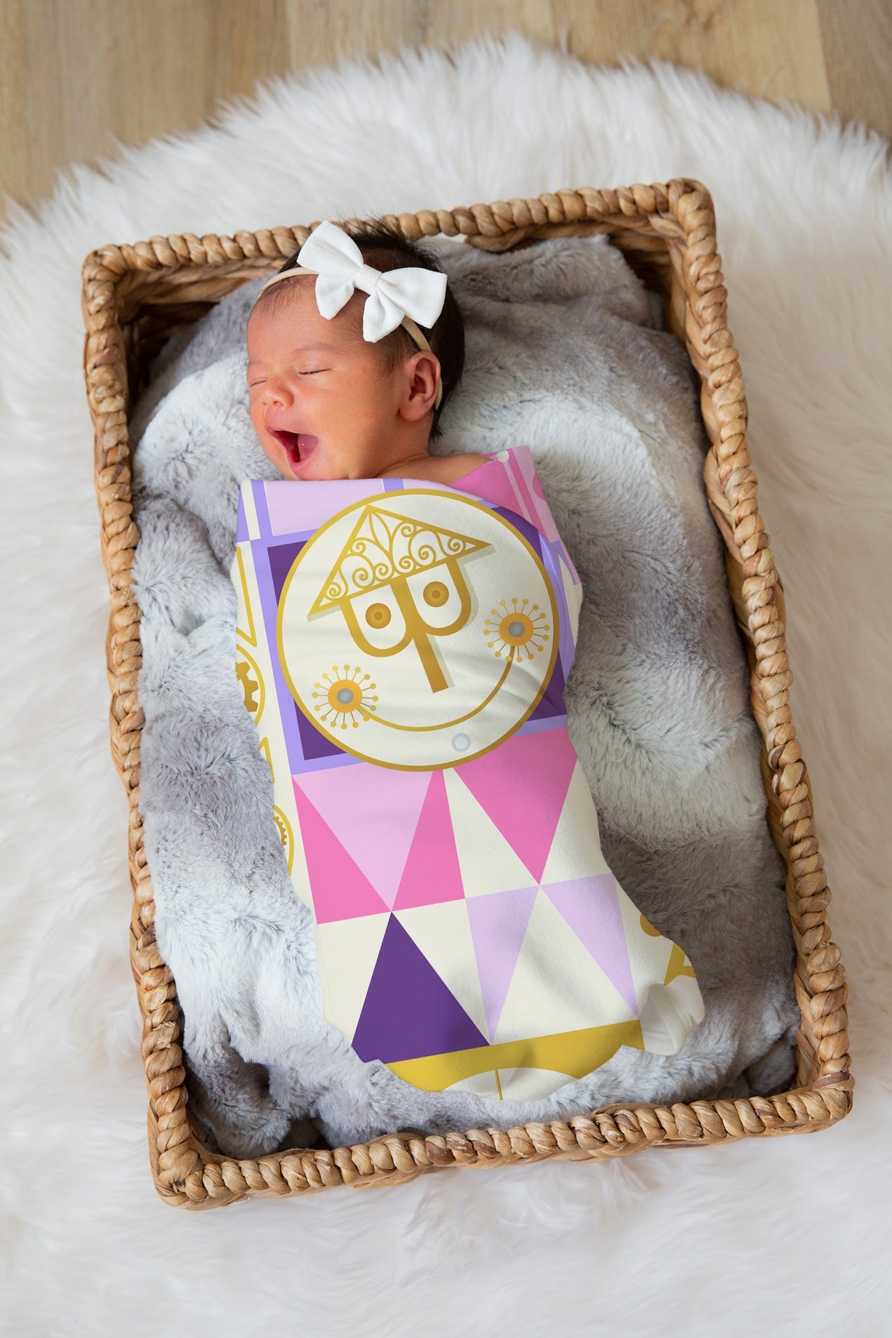 Pink It's a Small World Swaddle Blanket