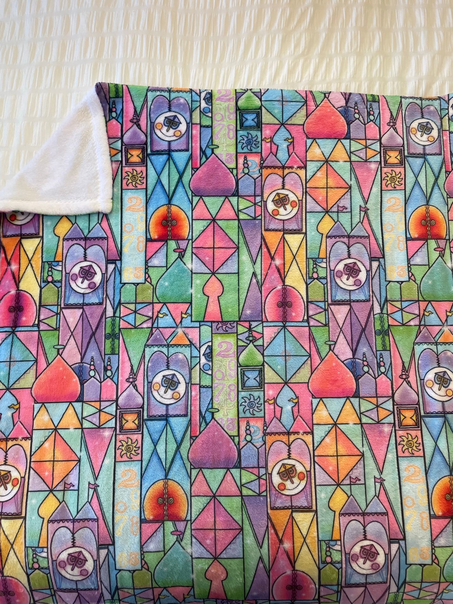 It's a Small World Stained Glass Minky Blanket