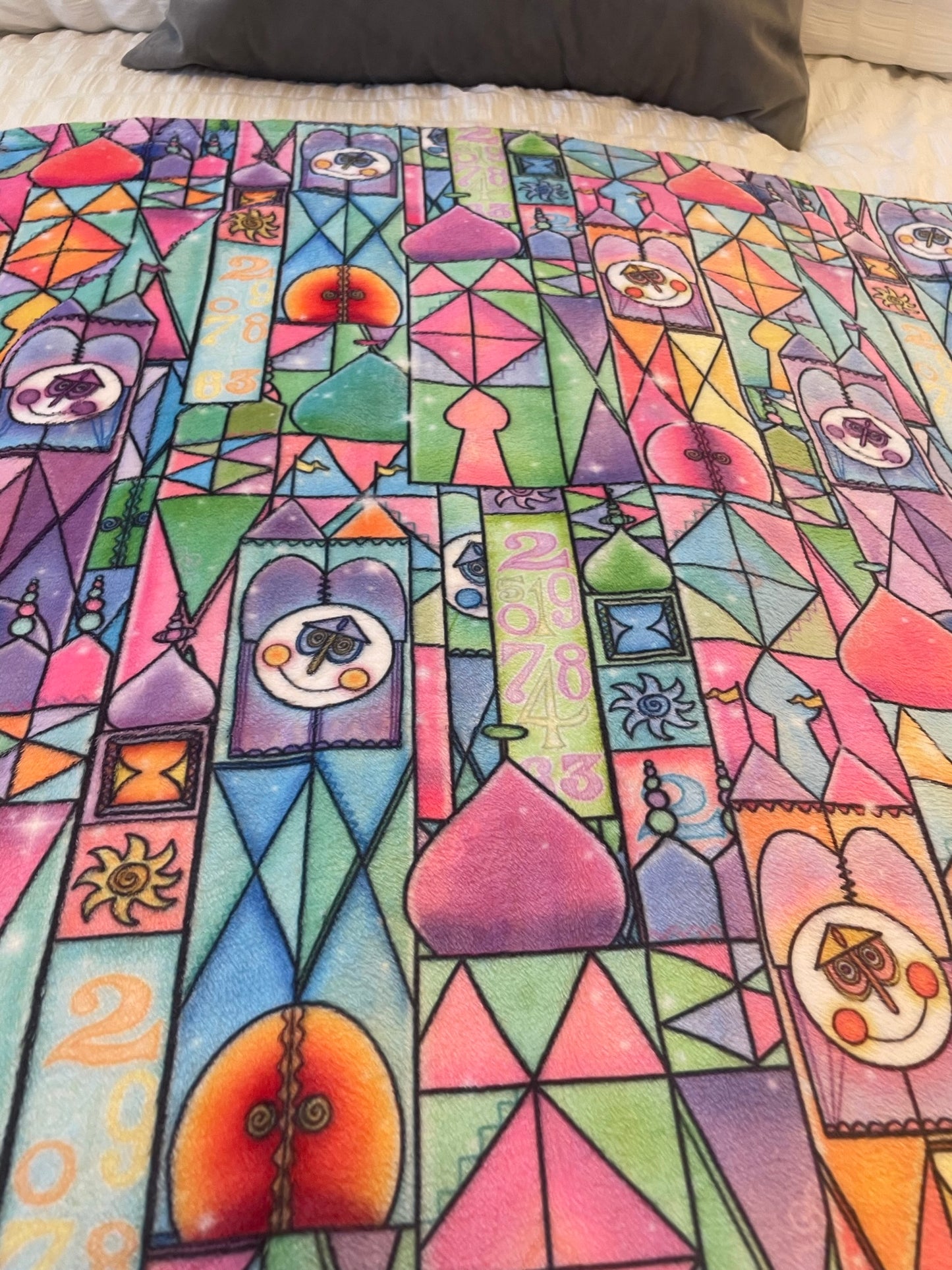 It's a Small World Stained Glass Minky Blanket