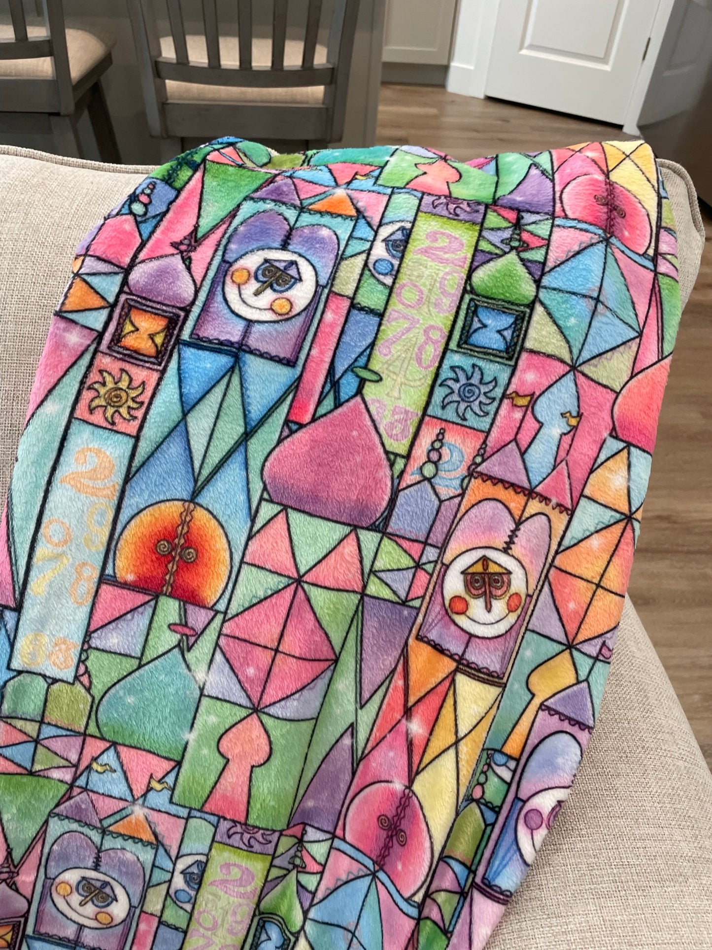 It's a Small World Stained Glass Minky Blanket
