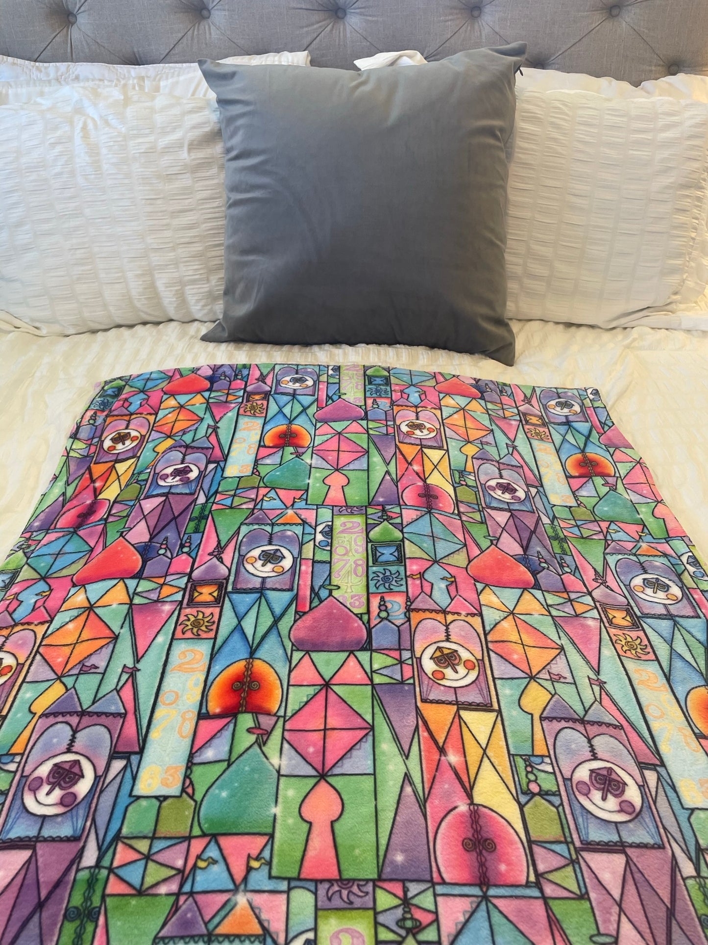 It's a Small World Stained Glass Minky Blanket