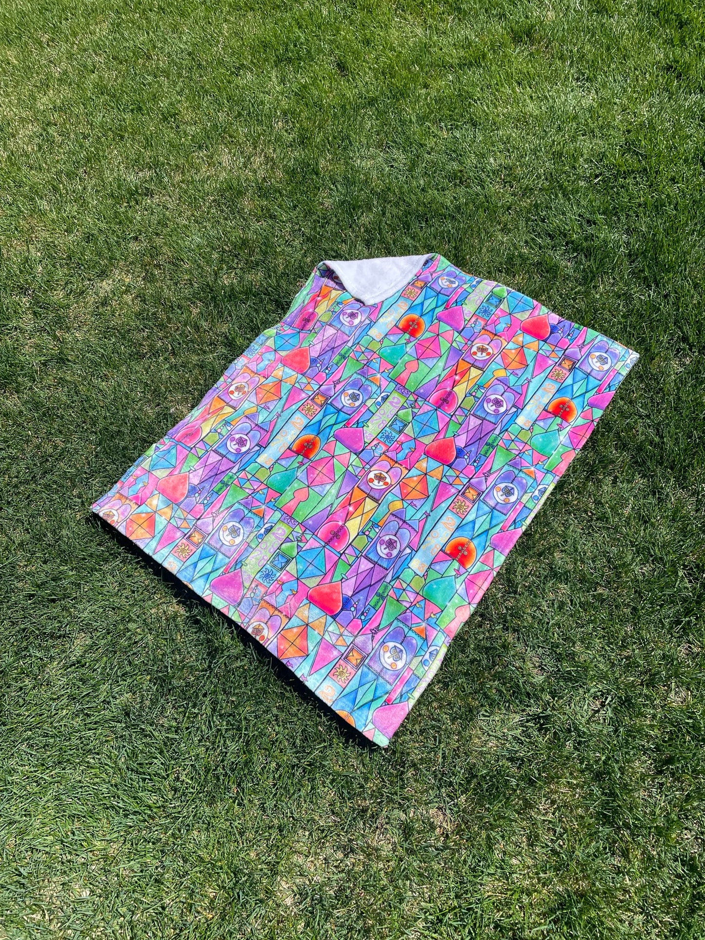 It's a Small World Stained Glass Minky Blanket