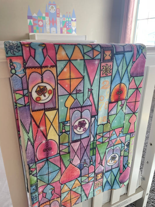 It's a Small World Stained Glass Minky Blanket
