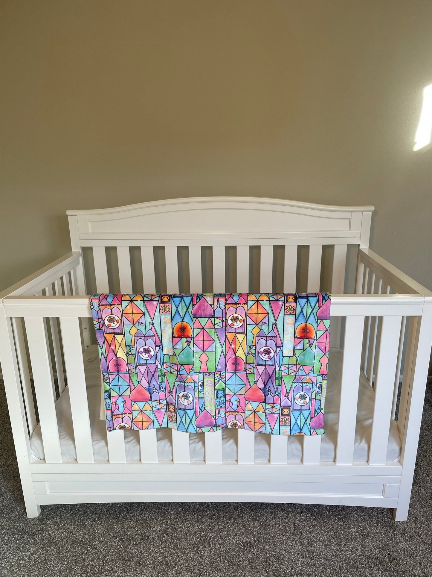 It's a Small World Stained Glass Minky Blanket