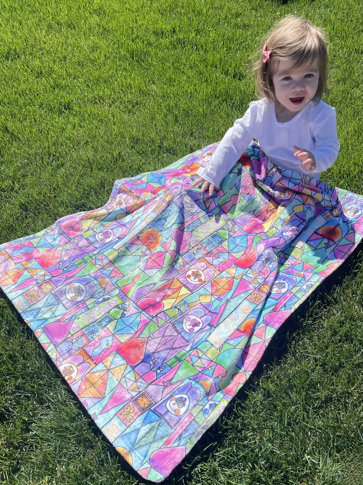 It's a Small World Stained Glass Minky Blanket