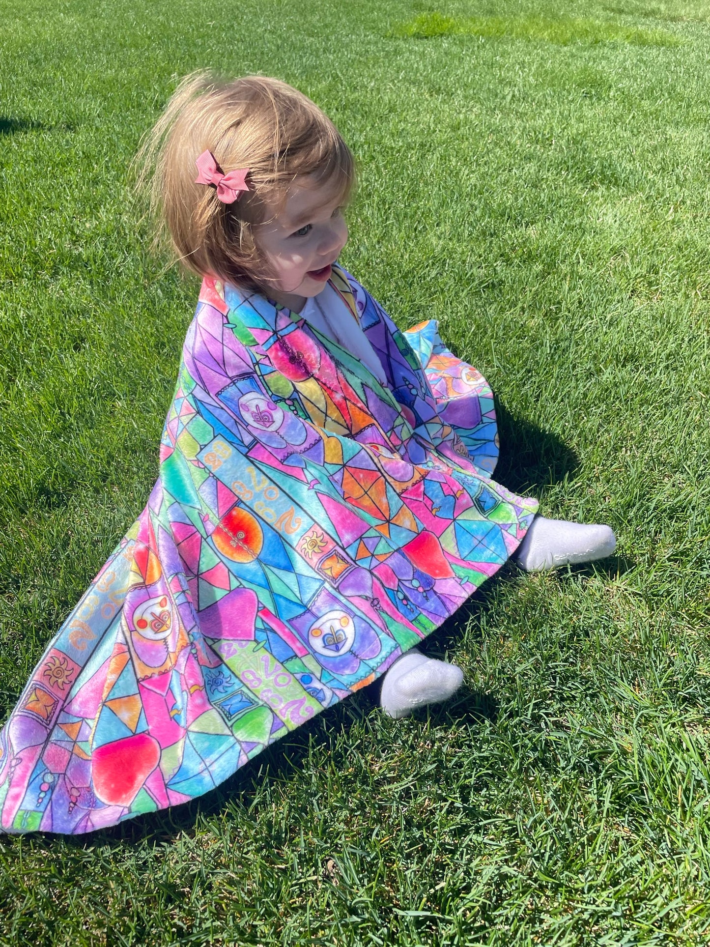 It's a Small World Stained Glass Minky Blanket