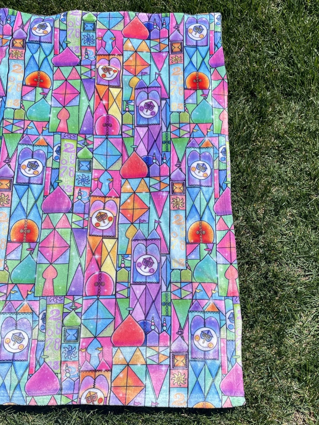 It's a Small World Stained Glass Minky Blanket