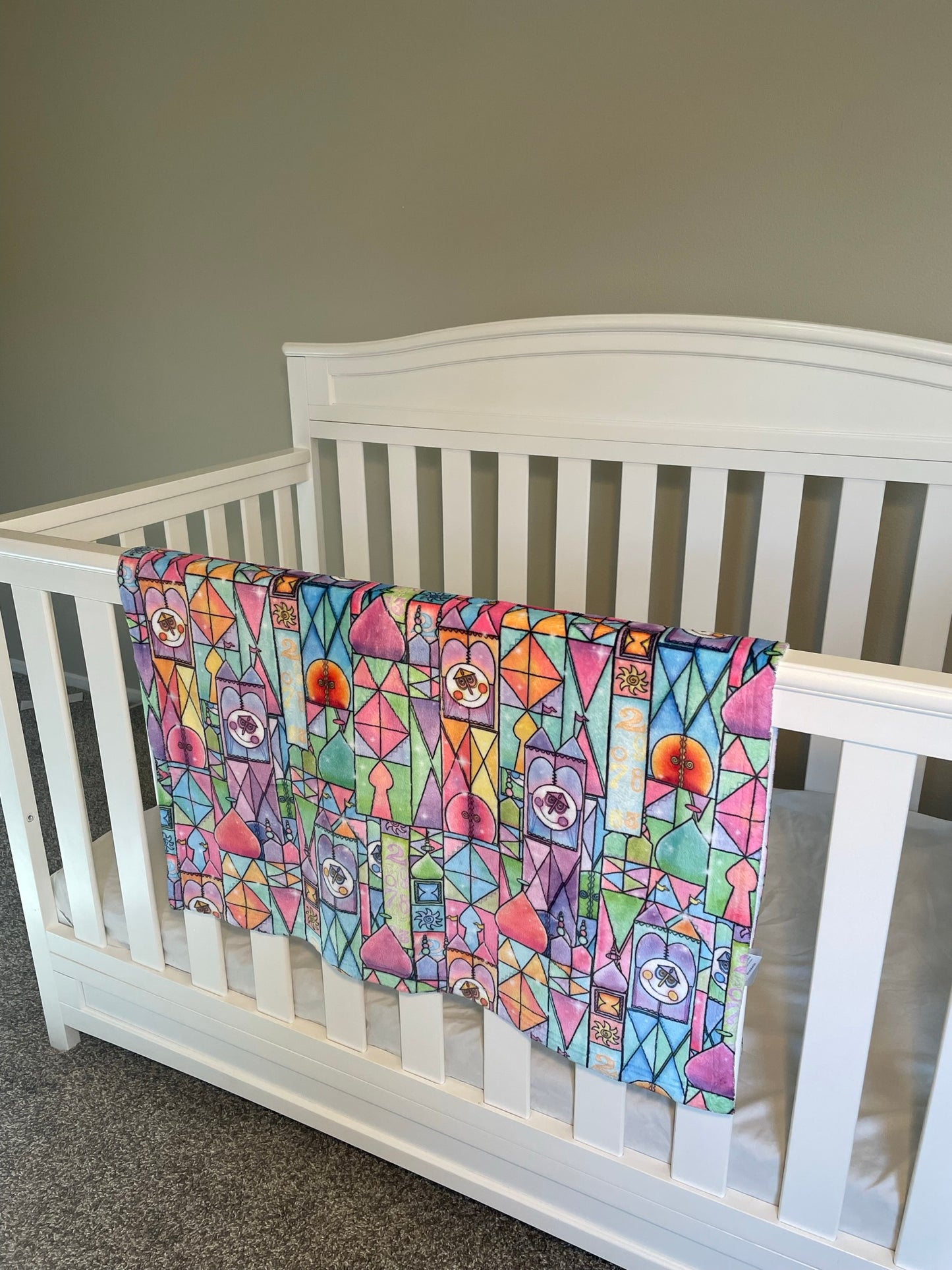 It's a Small World Stained Glass Minky Blanket