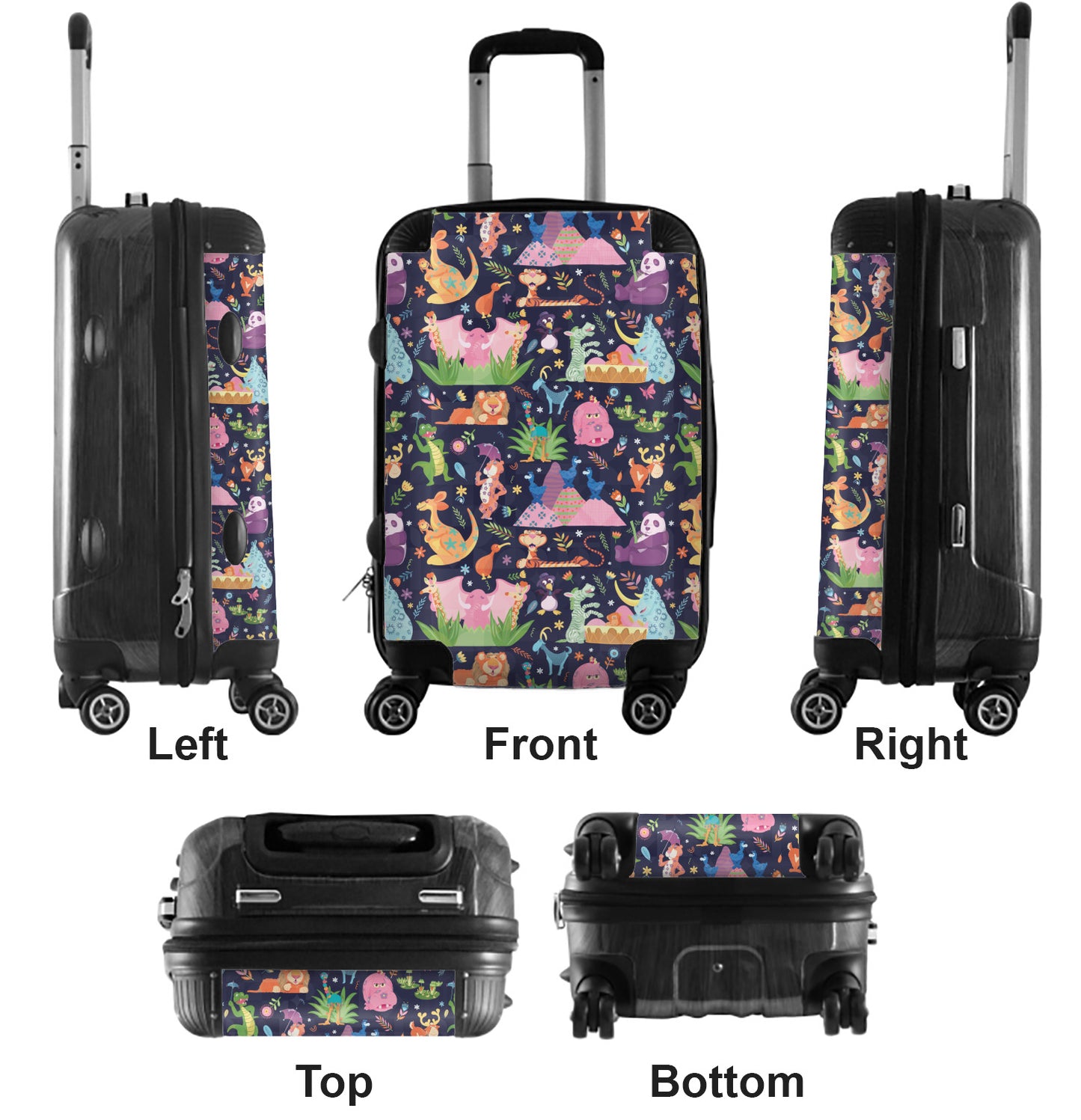Navy Iconic Animals of It's a Small World Suitcase Carry On Luggage