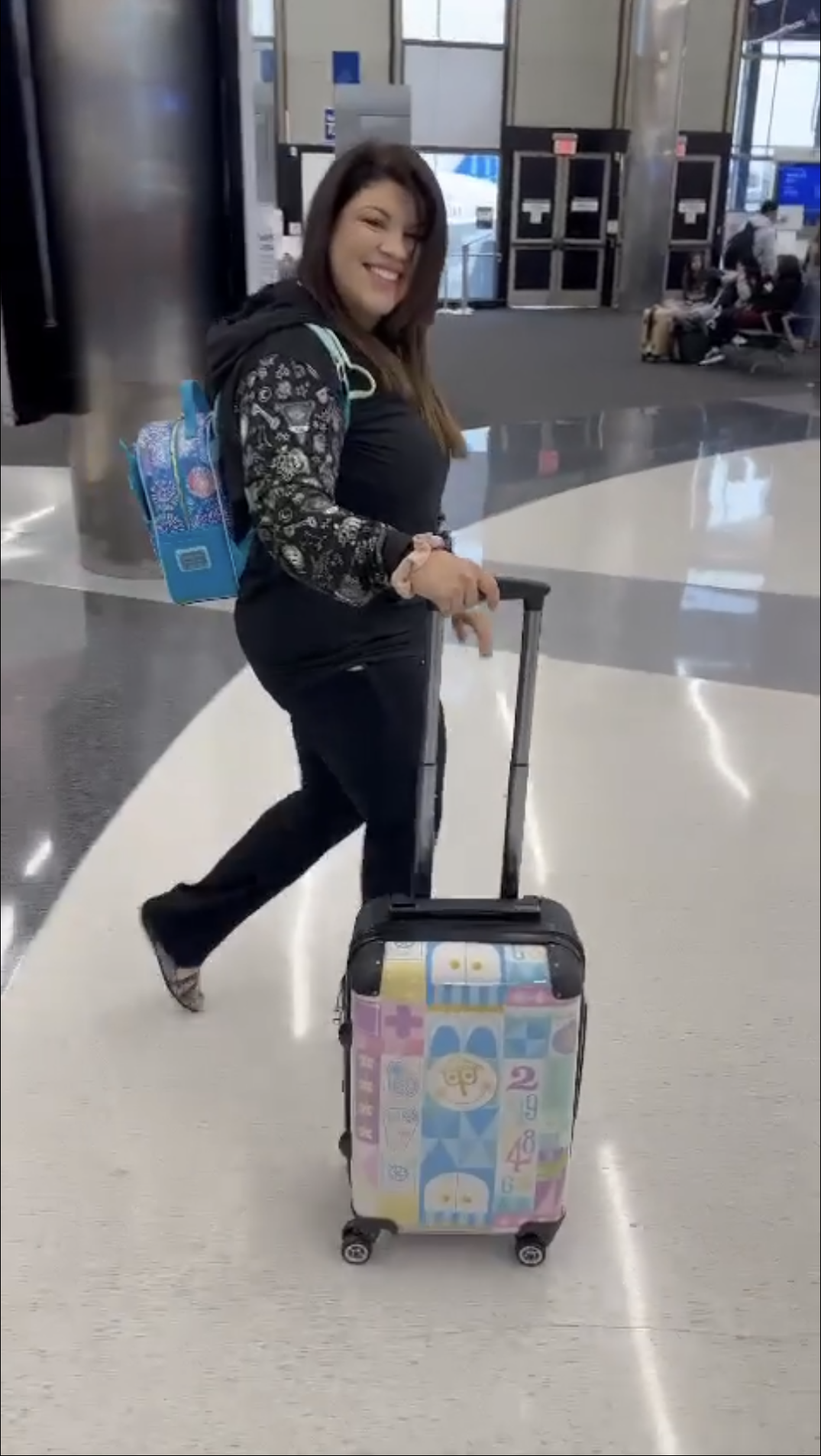 White Iconic Animals of It's a Small World Suitcase Carry On Luggage