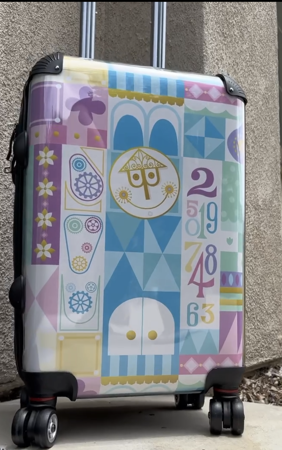 White Iconic Animals of It's a Small World Suitcase Carry On Luggage