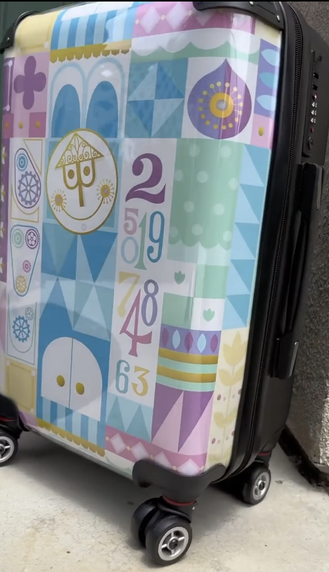 White Iconic Animals of It's a Small World Suitcase Carry On Luggage