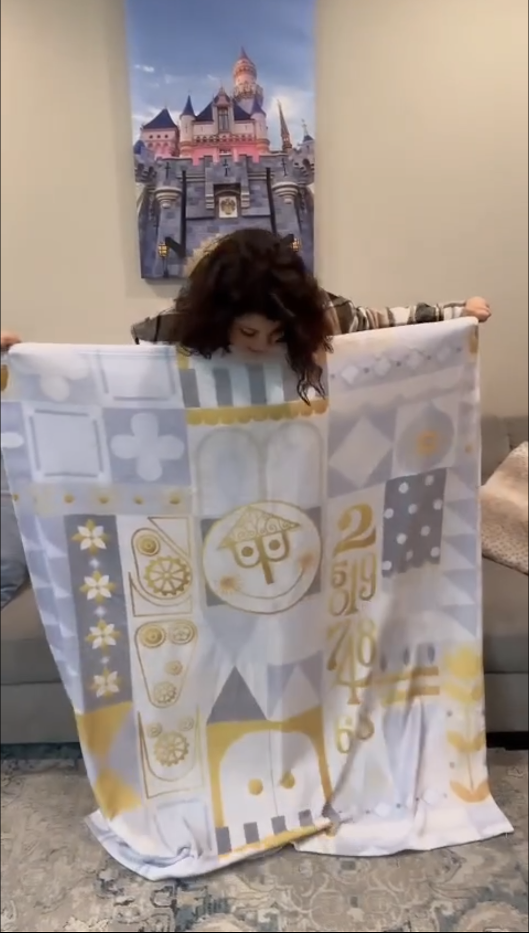 Gray It's a Small World Minky Blanket