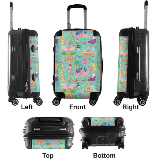 Teal Iconic Animals of It's a Small World Suitcase Carry On Luggage