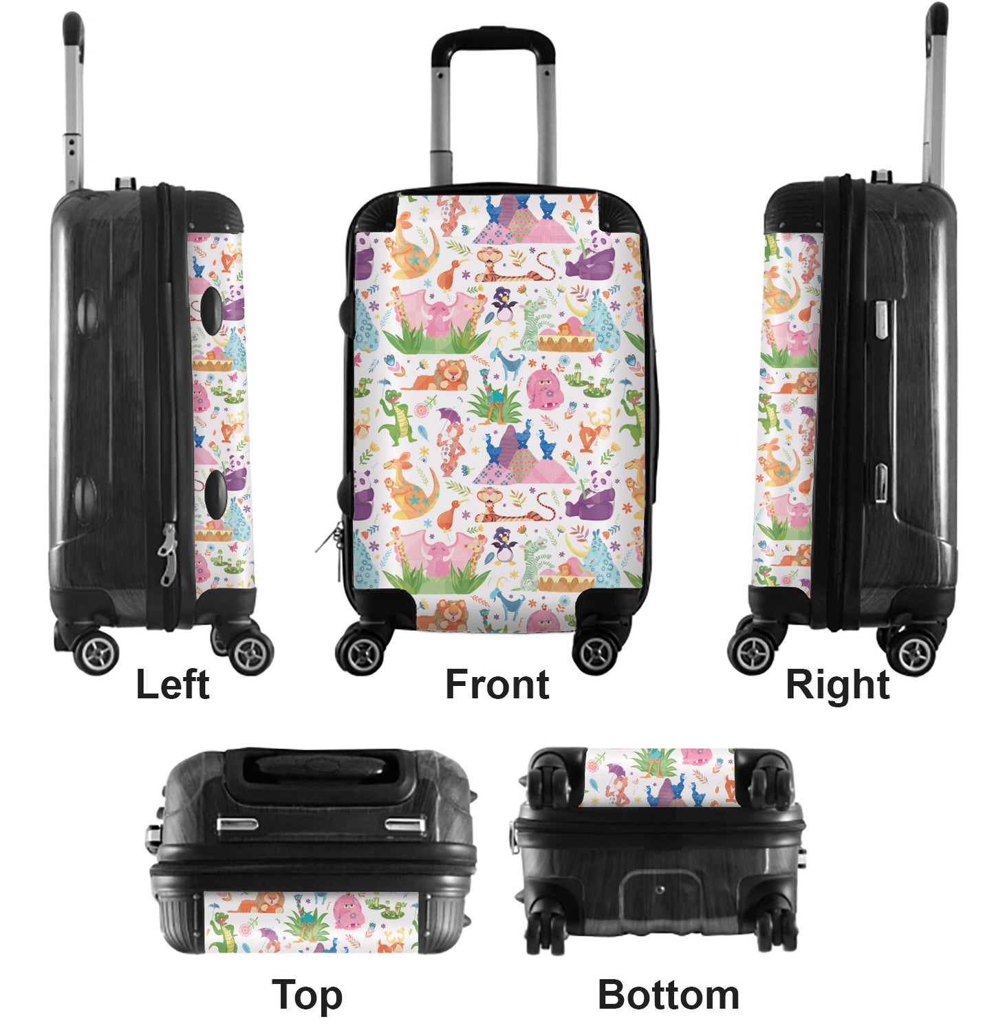 White Iconic Animals of It's a Small World Suitcase Carry On Luggage