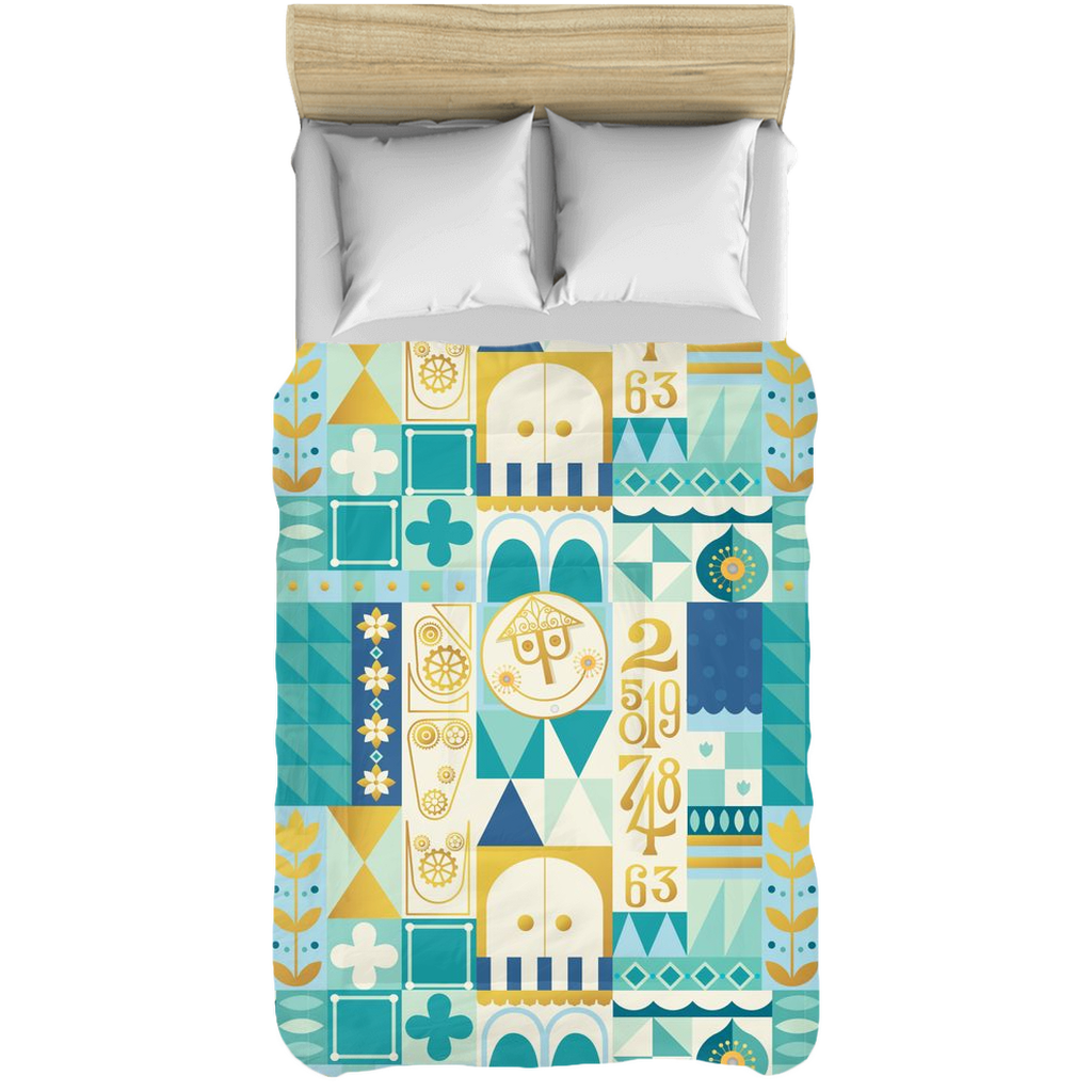 Blue It's a Small World Comforter
