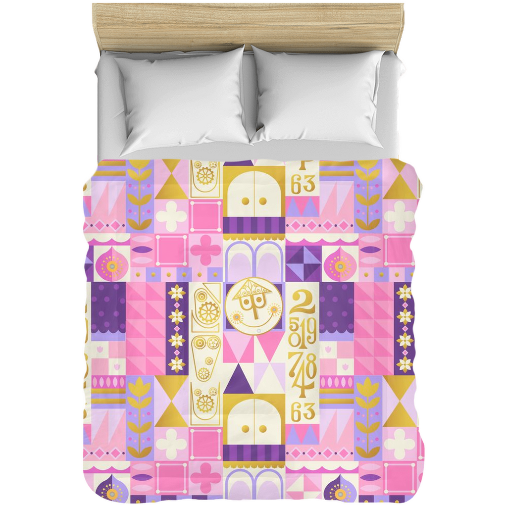 Pink It's a Small World Comforter