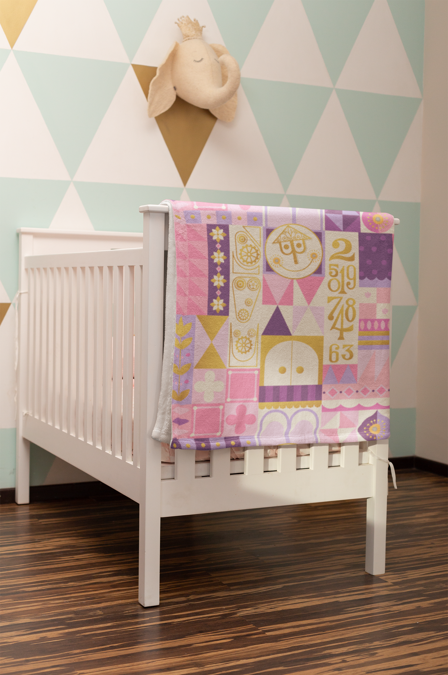 Pink It's a Small World Minky Blanket