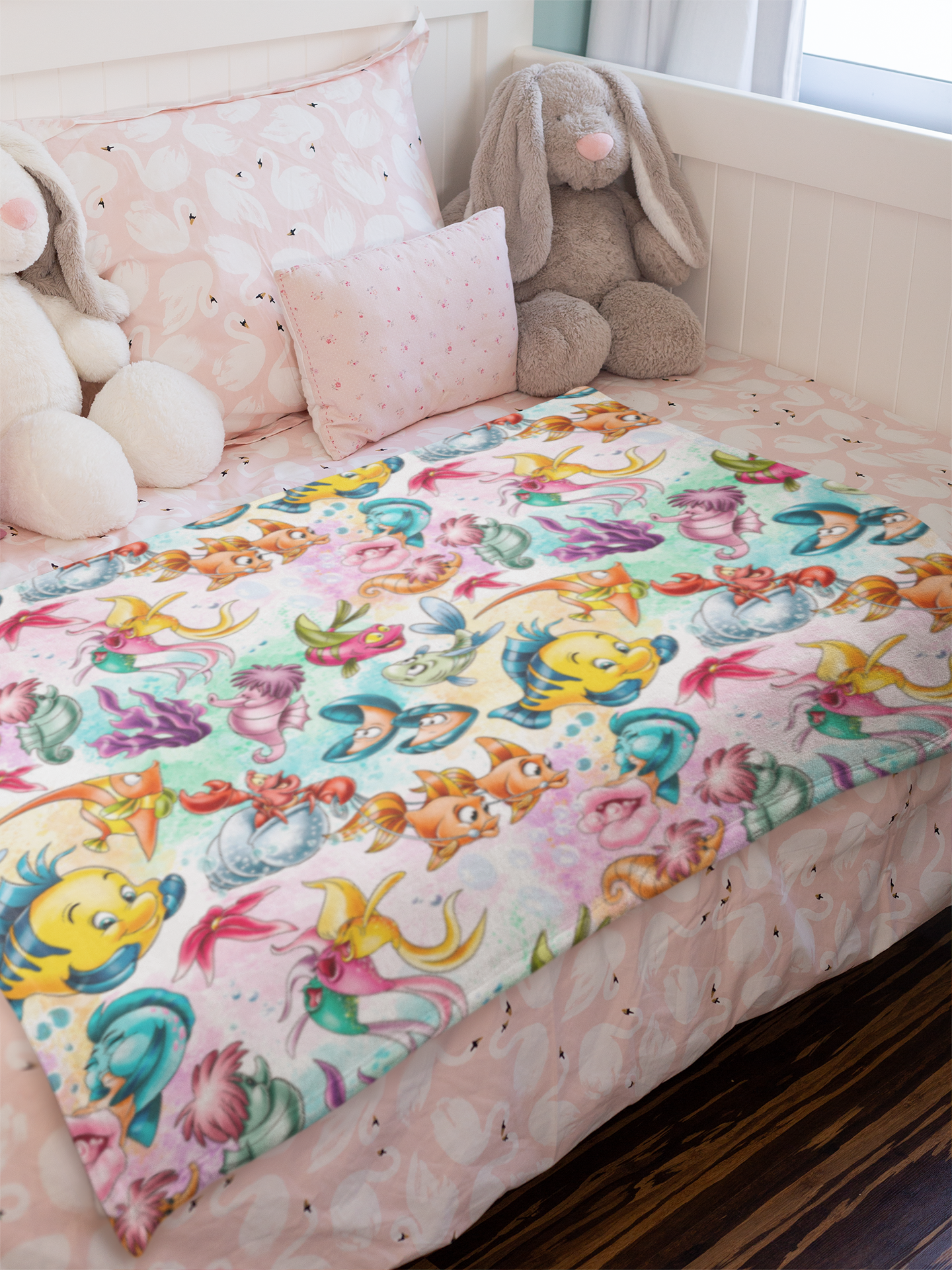 Little Mermaid Blanket, Under the Sea Fish Fiesta Ocean Minky Blanket