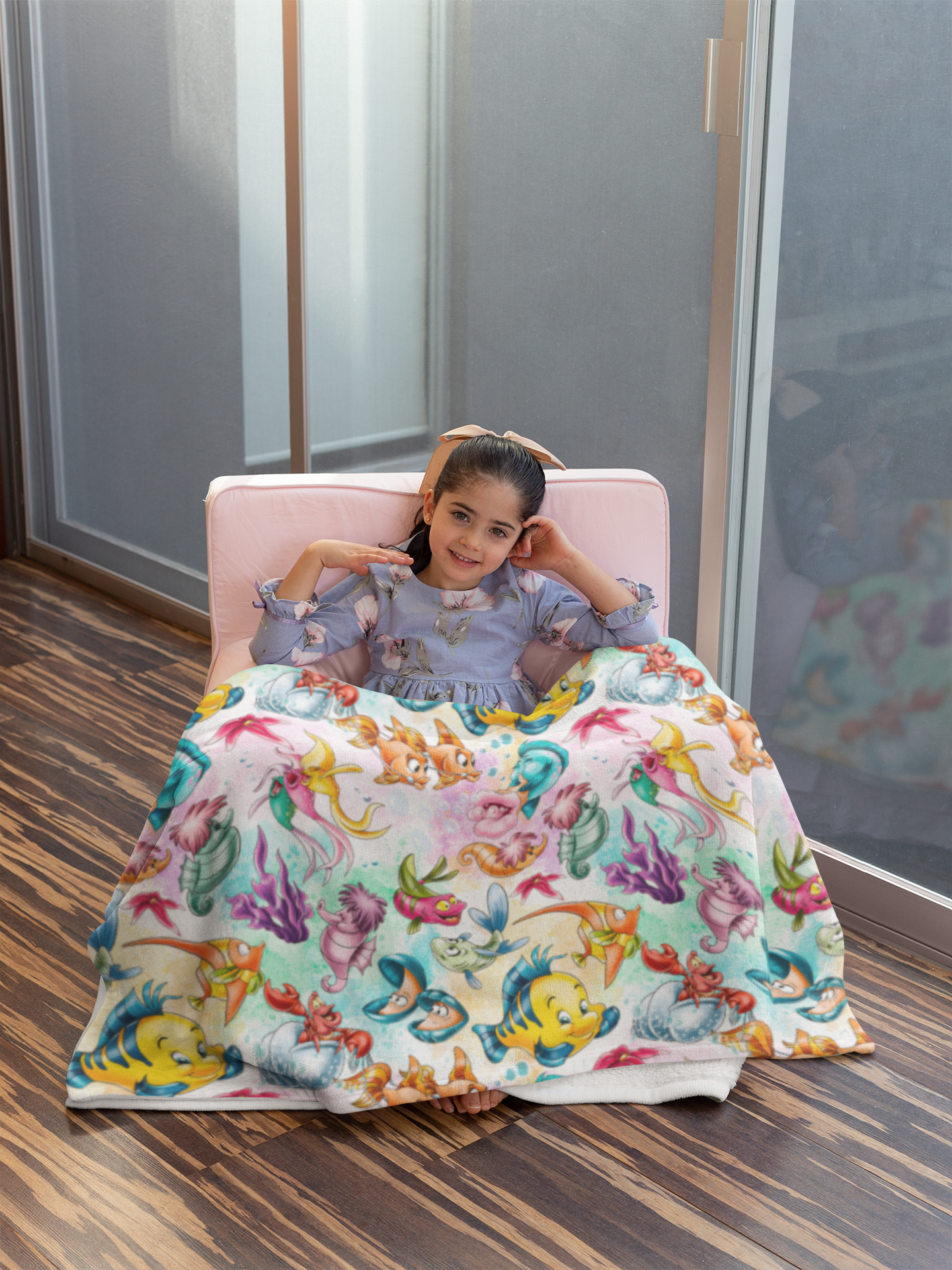 Little Mermaid Blanket, Under the Sea Fish Fiesta Ocean Minky Blanket