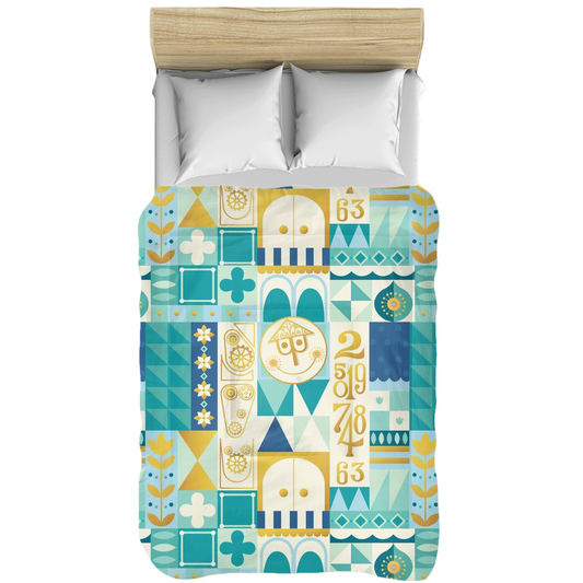 Blue It's a Small World Comforter