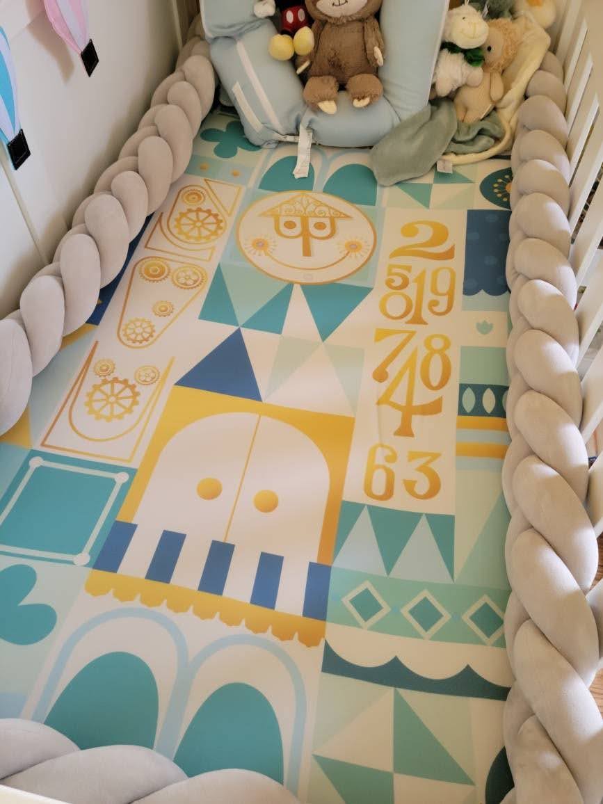 Blue It's a Small World Crib Sheet