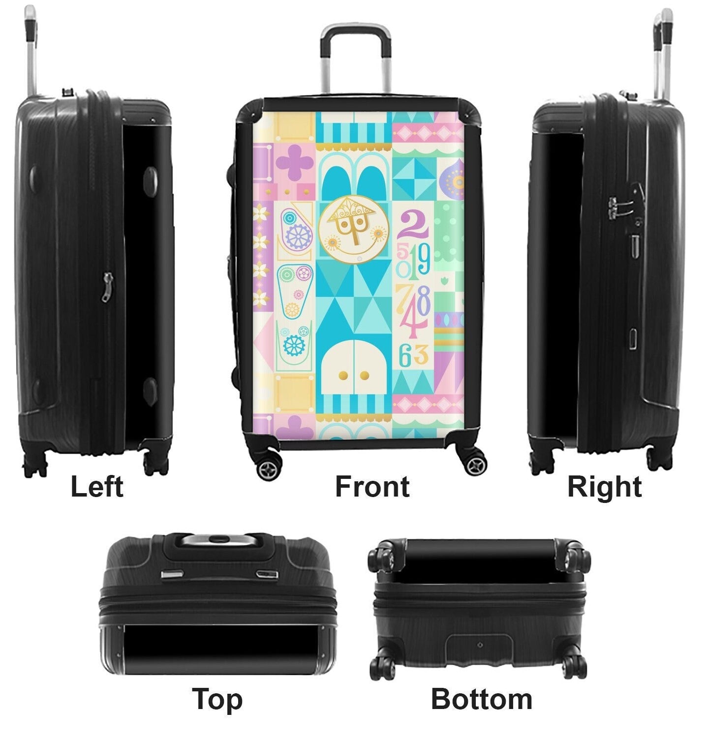 Pastel It's a Small World Suitcase Carry On Luggage