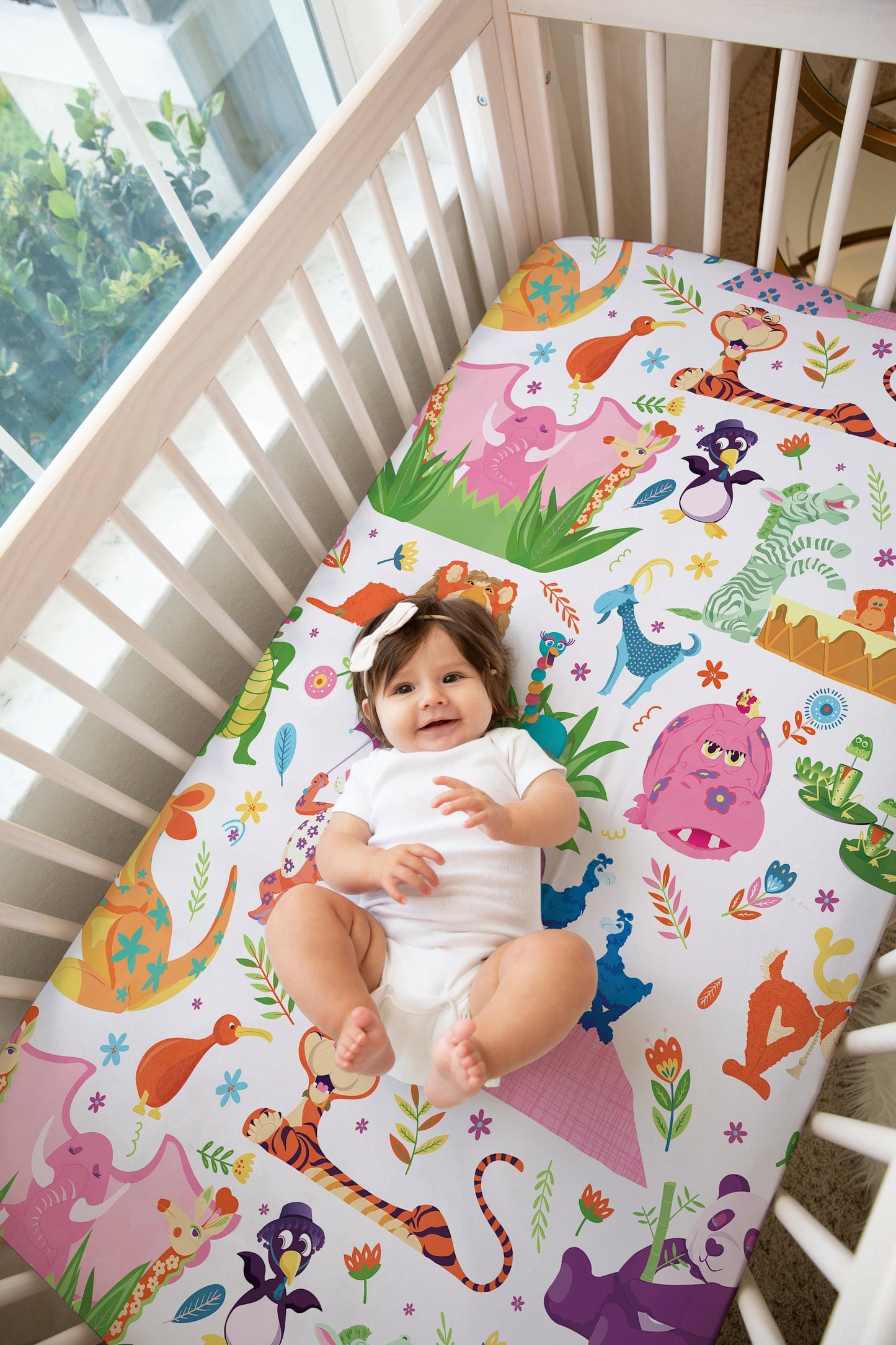 It's a Small World Animal Crib Sheet