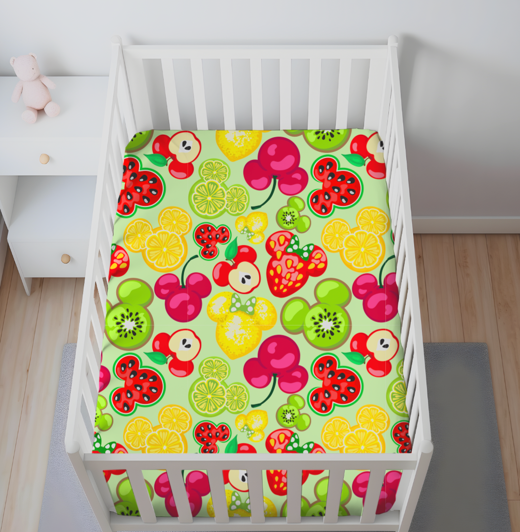 Magical Mouse Summer Fruit Crib Sheet