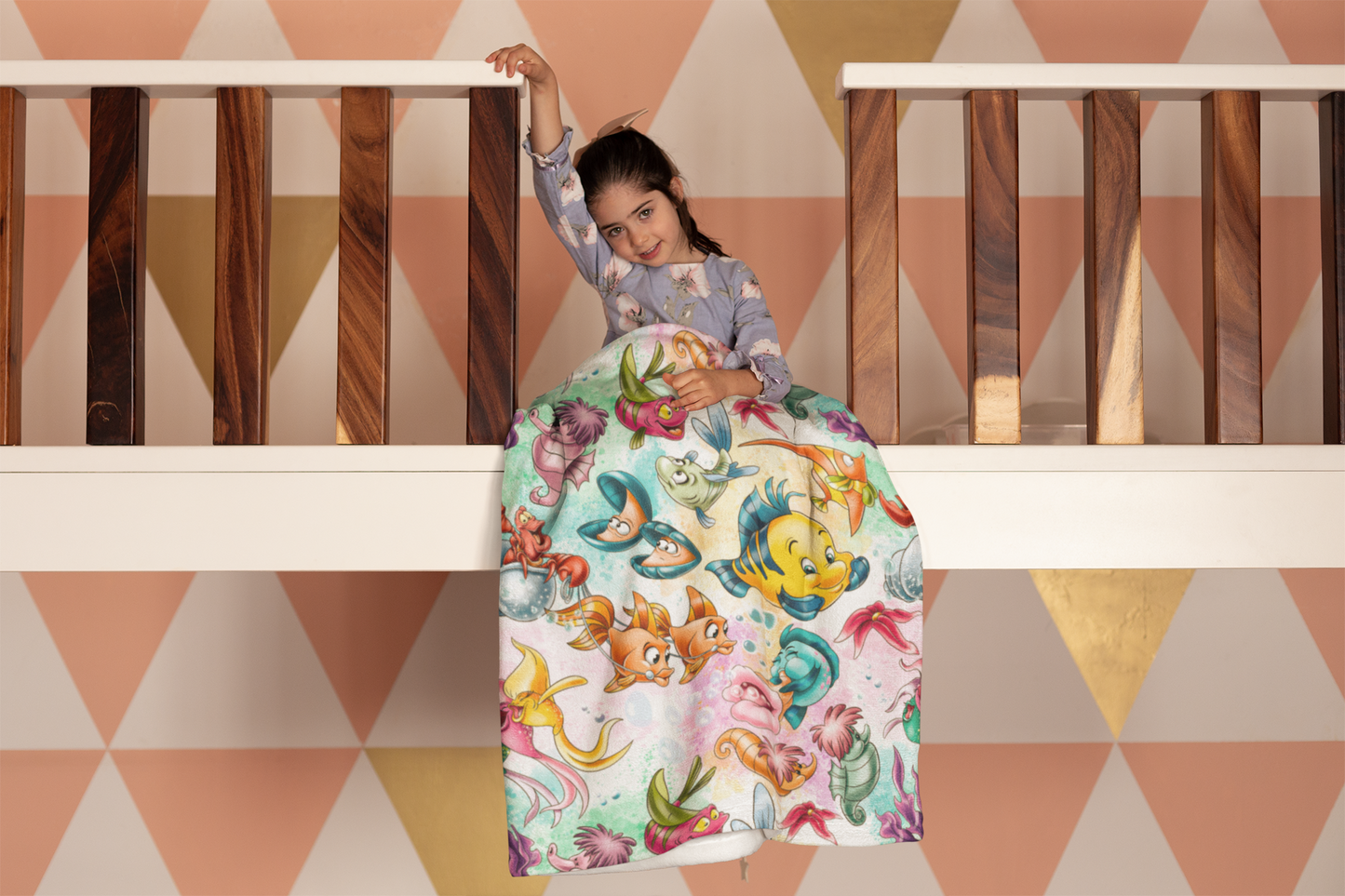 Little Mermaid Blanket, Under the Sea Fish Fiesta Ocean Minky Blanket