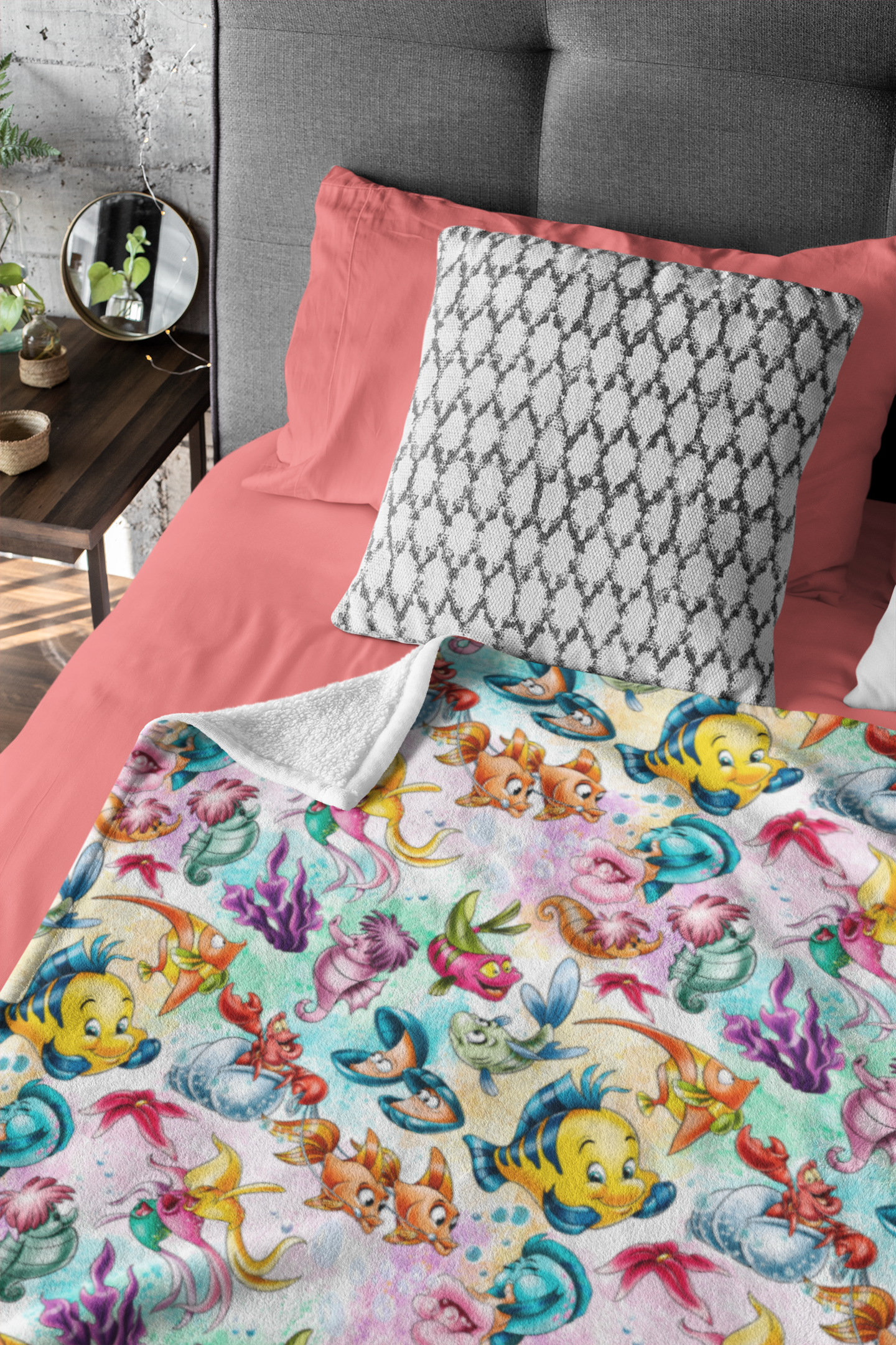 Little Mermaid Blanket, Under the Sea Fish Fiesta Ocean Minky Blanket