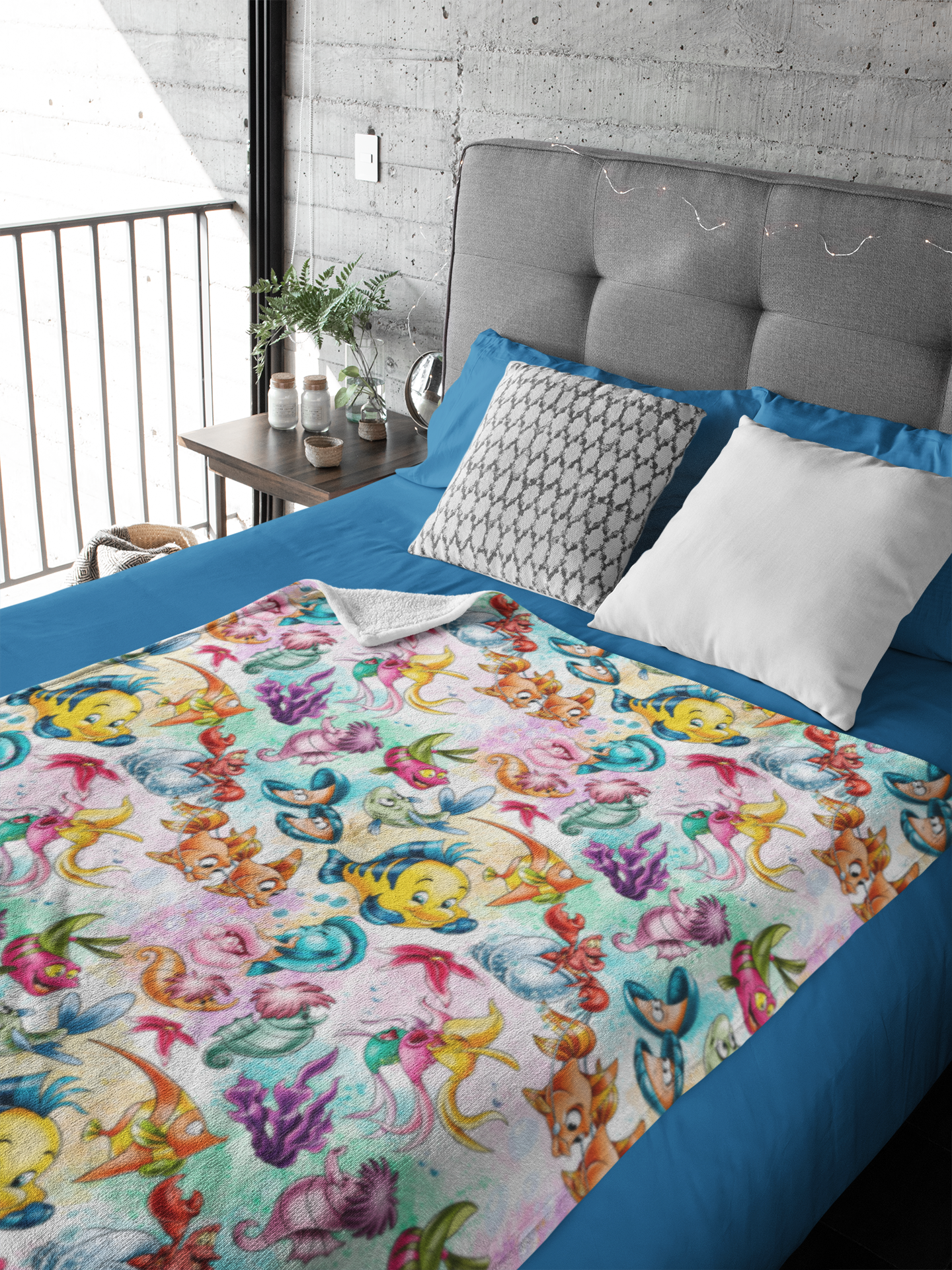 Little Mermaid Blanket, Under the Sea Fish Fiesta Ocean Minky Blanket